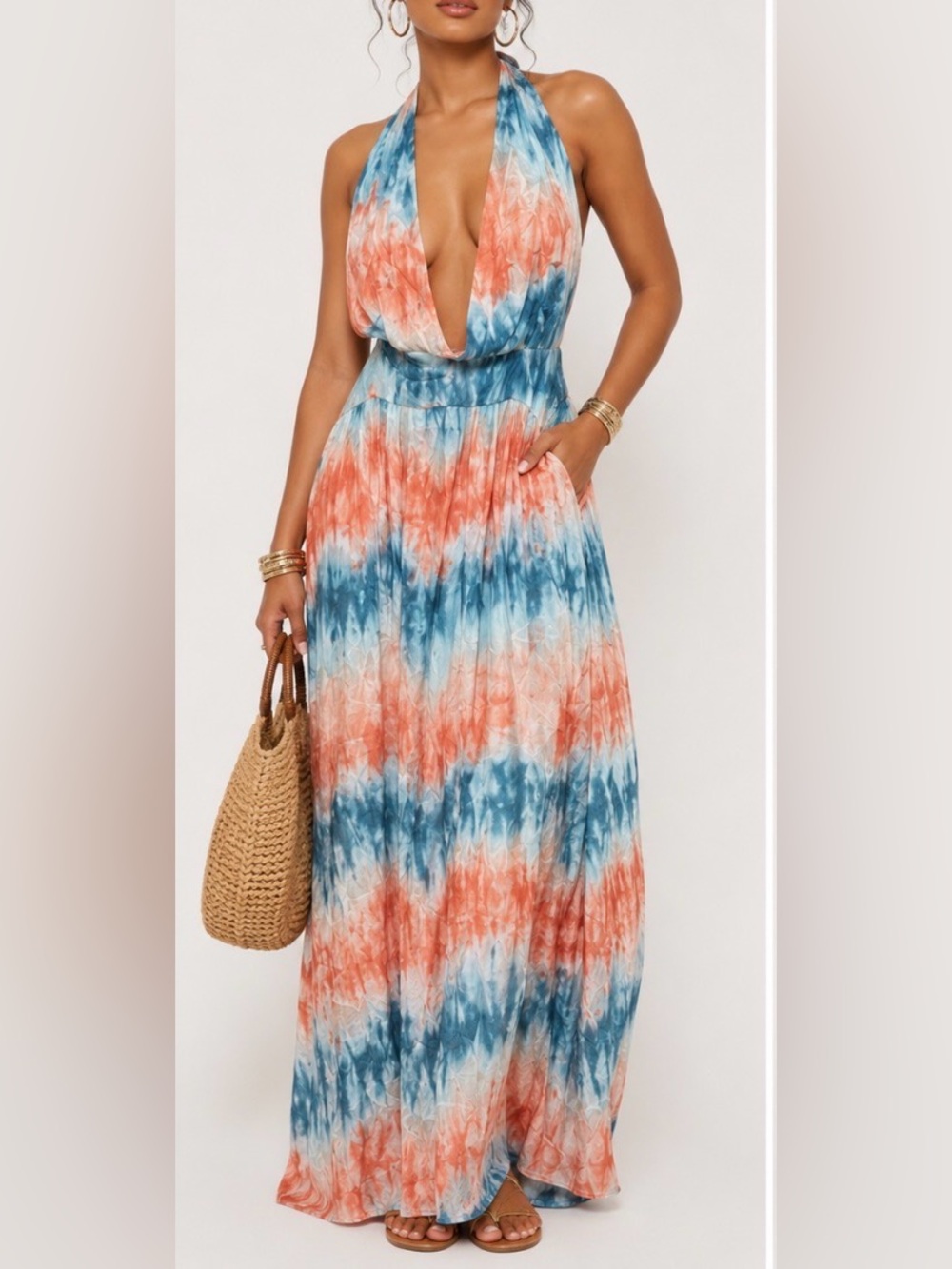 Fashion Nova - Colorful Halter Maxi Dress